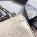 GUCCI DYONYSUS SHOULDER BAG 20 IN WHITE CALFSKIN SILVER HARDWARE