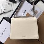 GUCCI DYONYSUS SHOULDER BAG 20 IN WHITE CALFSKIN SILVER HARDWARE