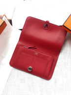 HERMES Dogon Wallet 20 Red Togo Shw