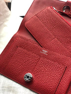 HERMES Dogon Wallet 20 Red Togo Shw