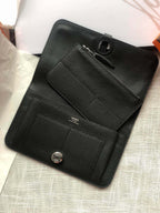 HERMES Dogon Wallet 20 Black Togo Shw