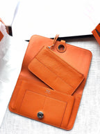 HERMES Dogon Wallet 20 Orange Togo Shw