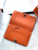 HERMES Dogon Wallet 20 Orange Togo Shw