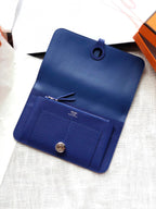 HERMES Dogon Wallet 20 Blue Togo Shw