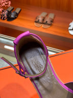 HERMES SANTORINI SANDAL RED VIOLET CALFSKIN
