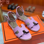 HERMES SANTORINI SANDAL LAVENDER CALFSKIN