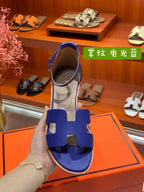 HERMES SANTORINI SANDAL AZURE CALFSKIN