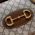 GUCCI HORSEBIT 1955 SMALL 27 BAG IN BEIGE CANVAS AND BROWN CALFSKIN