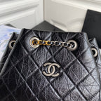 CHANEL GRABRIELLE SMALL 24 BACKPACK IN BLACK CALFSKIN