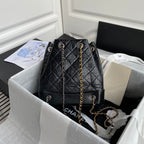 CHANEL GRABRIELLE SMALL 24 BACKPACK IN BLACK CALFSKIN