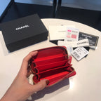 CHANEL ZIPPED CAVIAR PURSE 11 RED CALFSKIN GOLD ICON