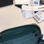 CHANEL ZIPPED CAVIAR PURSE 11 OCEAN CALFSKIN GOLD ICON