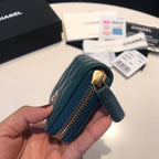 CHANEL ZIPPED CAVIAR PURSE 11 OCEAN CALFSKIN GOLD ICON