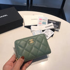CHANEL ZIPPED CAVIAR PURSE 11 TURQUOISE CALFSKIN GOLD ICON