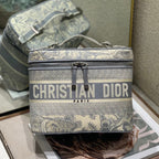 DIOR SMALL 25 VANITY CASE IN PASTEL GRAY MONOGRAM OBLIQUE JACQUARD