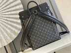 LOUIS VUITTON STEAMER BACKPACK 45 IN GUN METAL MONOGRAM ECLIPSE CANVAS AND BLACK CALFSKIN SILVER BUCKLE
