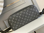 LOUIS VUITTON STEAMER BACKPACK 45 IN GUN METAL MONOGRAM ECLIPSE CANVAS AND BLACK CALFSKIN SILVER BUCKLE
