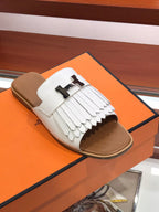 HERMES ROYAL SANDAL CARAMEL MIX WHITE LAMBSKIN