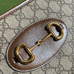 GUCCI HORSEBIT 1955 MINI 23 BAG IN BEIGE CANVAS AND BROWN CALFSKIN
