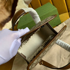 GUCCI HORSEBIT 1955 MINI 23 BAG IN BEIGE CANVAS AND BROWN CALFSKIN