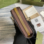 GUCCI OPHIDIA  11 WALLET IN BEIGE AND EBONY CANVAS