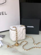 CHANEL MINI 11 VANITY CHAIN IN WHITE CALFSKIN GOLD HARDWARE
