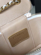 CHANEL MINI 11 VANITY CHAIN IN WHITE CALFSKIN GOLD HARDWARE