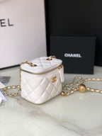 CHANEL MINI 11 VANITY CHAIN IN WHITE CALFSKIN GOLD HARDWARE