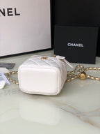 CHANEL MINI 11 VANITY CHAIN IN WHITE CALFSKIN GOLD HARDWARE