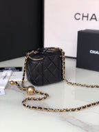 CHANEL MINI 11 VANITY CHAIN IN BLACK CALFSKIN GOLD HARDWARE