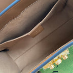 GUCCI PADLOCK MEDIUM 26 SHOULDER BAG BEIGE CANVAS AND BROWN CALFSKIN