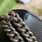 GUCCI DYONYSUS SHOULDER BAG 20 IN BLACK CALFSKIN SILVER HARDWARE