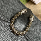 GUCCI DYONYSUS SHOULDER BAG 20 IN BLACK CALFSKIN SILVER HARDWARE