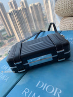 DIOR RIMOWA 20 CASE BAG IN BLACK ALUMINUM MAGNESIUM