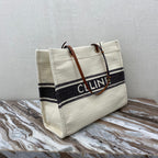 CELINE CANVAS TOTE 43 WHITE/BLACK DENIM