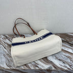 CELINE CANVAS TOTE 43 WHITE/NAVY BLUE DENIM