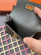 HERMES Kelly Pocket 13.5 Dark Grey Epsom Ghw