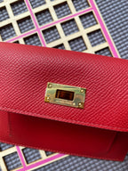 HERMES Kelly Pocket 13.5 Red Epsom Ghw