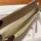 HERMES KELLY CUT 31 IN WHITE CREAM ALLIGATOR LEATHER WITH GOLD HARDWARE