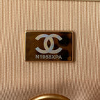 CHANEL LARGE 30 FLAP BAG IN BEIGE CREAM LAMBSKIN