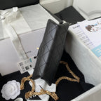 CHANEL FLAP BAG 20 IN BLACK CALFSKIN GOLD CHAIN