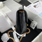 CHANEL FLAP BAG 20 IN BLACK CALFSKIN GOLD CHAIN