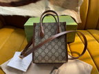 GUCCI MINI TOTE  20 BAG IN BEIGE CANVAS AND BROWN CALFSKIN