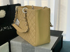 CHANEL 25S MEDALLION TOTE 33 CM IN BEIGE CAVIAR WITH SILVER HARDWARE