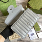 GUCCI MARMONT MINI 20 SHOULDER BAG IN GREY CALFSKIN
