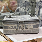 DIOR SMALL 24 VANITY CASE IN PALE GRAY MONOGRAM OBLIQUE JACQUARD
