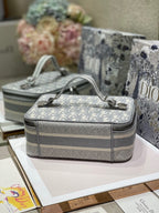 DIOR SMALL 24 VANITY CASE IN PALE GRAY MONOGRAM OBLIQUE JACQUARD
