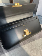 CELINE CHAIN SHOULDER BAG CLAUDE 33 IN BLACK CALFSKIN GOLD HARDWARE
