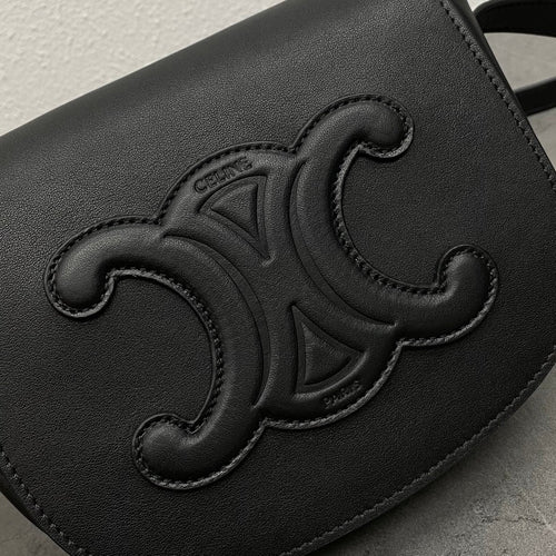 CELINE FOLCO CUIR TRIOMPHE 18 IN BLACK CALFSKIN