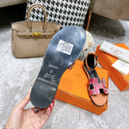 HERMES SANTORINI SANDAL BLACK MIX LIGHT PINK CALFSKIN WITH PATTERN